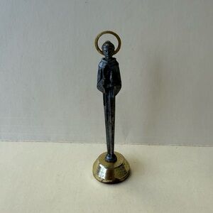 Vintage Italian Pewter Miniature Travel Statute of St. Francis of Assisi.